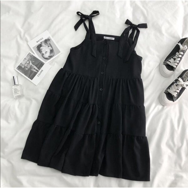 two piece set: lantern sleeve blouse + loose fitting dress with buttons two piece set: lantern sleeve blouse + loose fitting dress with buttons