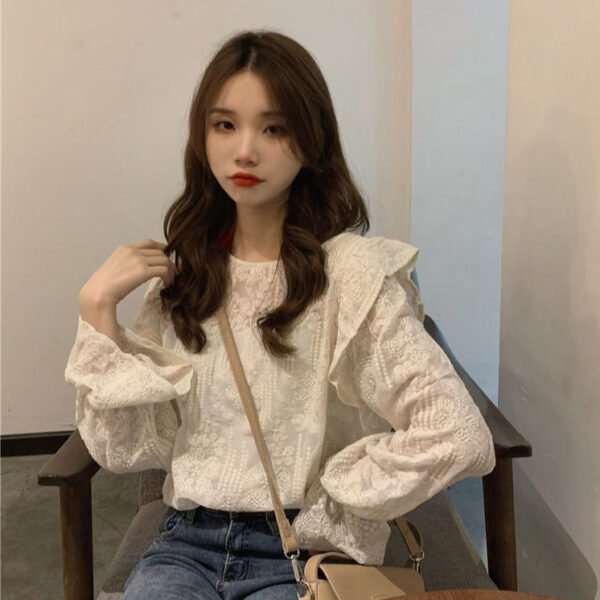 see through blouse with flare sleeves