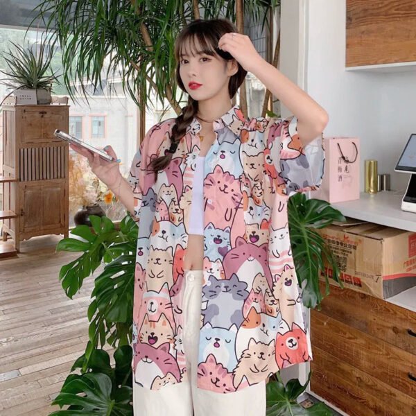 kawaii neko button up blouse kawaii neko button up blouse