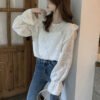 see through blouse with flare sleeves