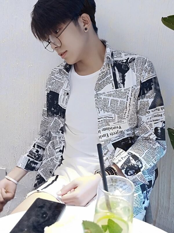 longsleeve shirt with newspaper print