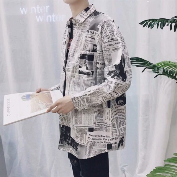 longsleeve shirt with newspaper print