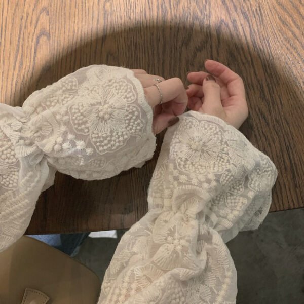 see through blouse with flare sleeves