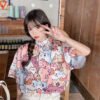 kawaii neko button up blouse