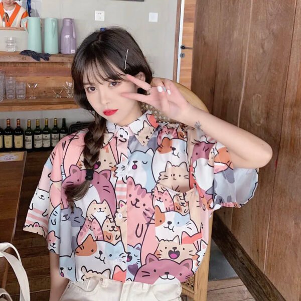 kawaii neko button up blouse kawaii neko button up blouse
