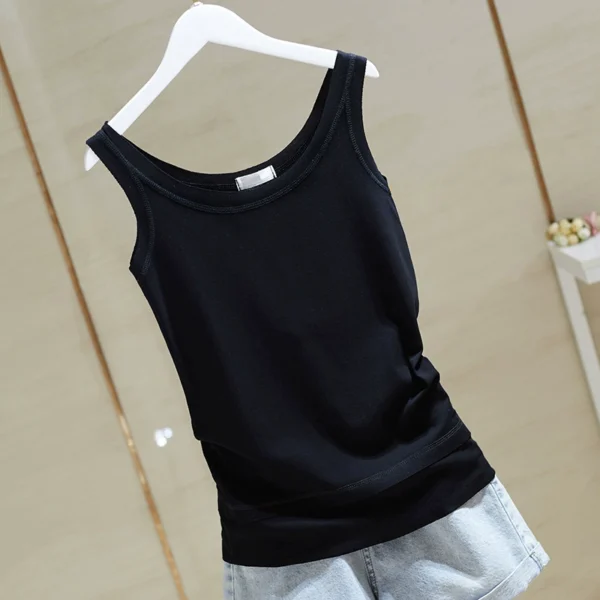 2024 spring new bottoming pure white tank top women's stretch slim sleeveless t shirt 2024 spring new bottoming pure white tank top women's stretch slim sleeveless t shirt