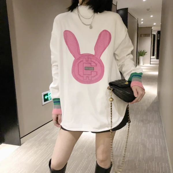 half turtleneck thickened bottoming shirt t shirt women's mid length titi2024 spring new loose long sleeved inner top
