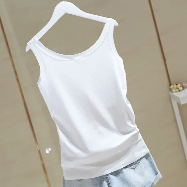 2024 spring new bottoming pure white tank top women's stretch slim sleeveless t shirt 2024 spring new bottoming pure white tank top women's stretch slim sleeveless t shirt