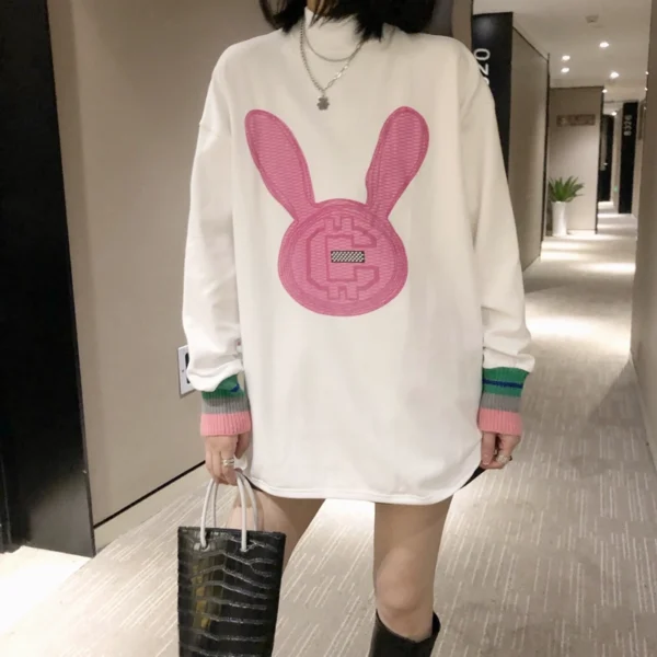 half turtleneck thickened bottoming shirt t shirt women's mid length titi2024 spring new loose long sleeved inner top