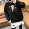 mid length slub cotton pure white long sleeved t shirt for women with raw edges and holes in autumn layered casual loose bottoming shirt