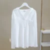 hooded long sleeved t shirt women's white casual 2024 spring new loose design niche bottoming shirt tops ins