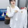 mid length white t shirt women's patchwork shirt design 2024 spring long sleeved loose layered inner layering shirt