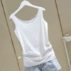 2024 spring new bottoming pure white tank top women's stretch slim sleeveless t shirt