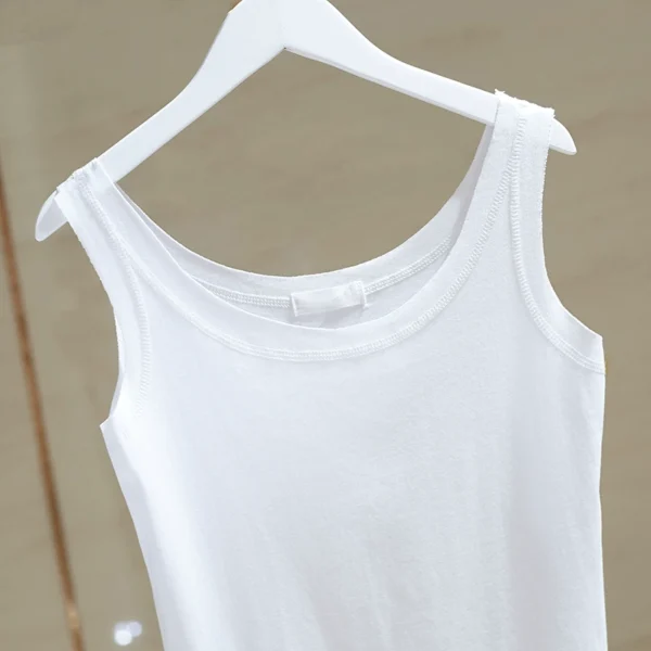 2024 spring new bottoming pure white tank top women's stretch slim sleeveless t shirt 2024 spring new bottoming pure white tank top women's stretch slim sleeveless t shirt