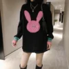 half turtleneck thickened bottoming shirt t shirt women's mid length titi2024 spring new loose long sleeved inner top