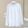 european station 2024 spring cuff shirt splicing loose mid length white t shirt layered with a base layer