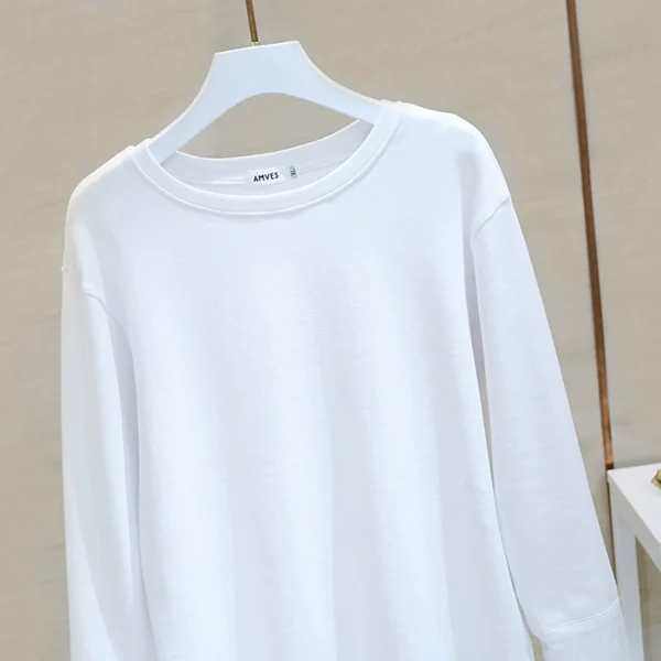 european station 2024 spring cuff shirt splicing loose mid length white t shirt layered with a base layer