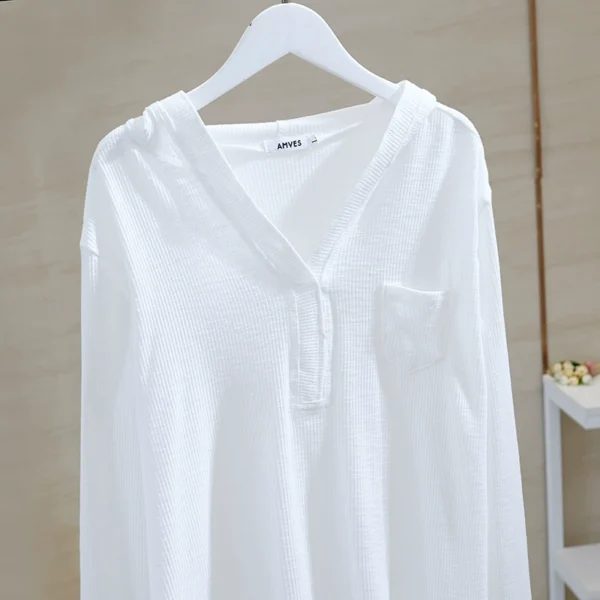 hooded long sleeved t shirt women's white casual 2024 spring new loose design niche bottoming shirt tops ins