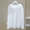 hooded long sleeved t shirt women's white casual 2024 spring new loose design niche bottoming shirt tops ins