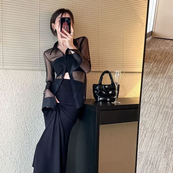 sheer chiffon blouse with collar sheer chiffon blouse with collar