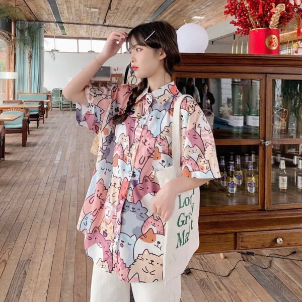kawaii neko button up blouse kawaii neko button up blouse