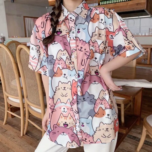 kawaii neko button up blouse kawaii neko button up blouse