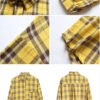 plaid buttoned shirt with lantern sleeves