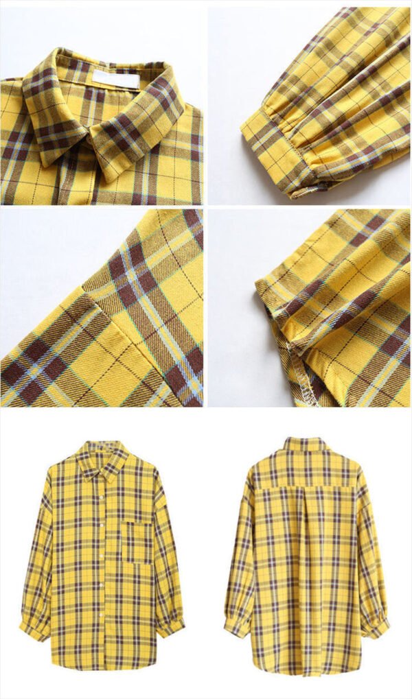 plaid buttoned shirt with lantern sleeves plaid buttoned shirt with lantern sleeves