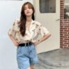 chiffon blouse with teddy bear print