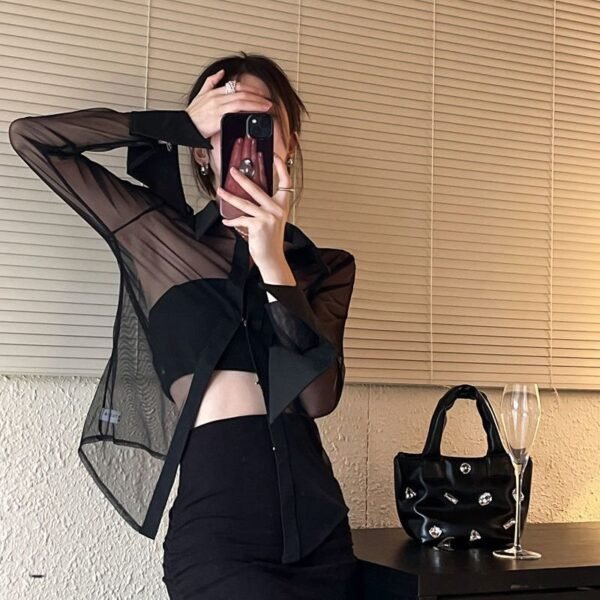 sheer chiffon blouse with collar sheer chiffon blouse with collar