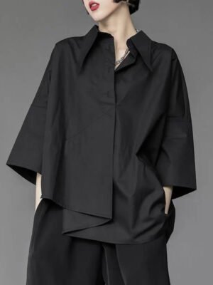 asymmetrical button up blouse