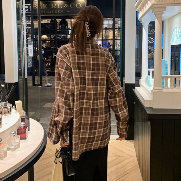 plaid shirt with turn down collar