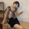 2 in 1 blouse with faux scarf