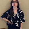 floral short sleeve blouse