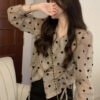 polka dot blouse with drawstrings