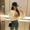cold shoulder blouse with balloon sleeves