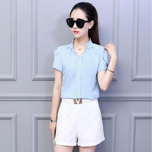 shortsleeved blouse with v neck