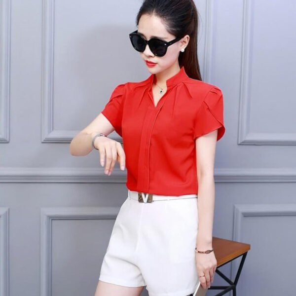 shortsleeved blouse with v neck