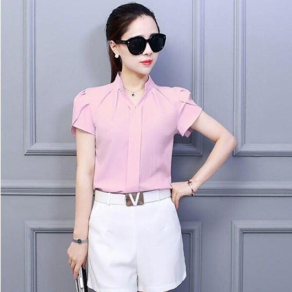 shortsleeved blouse with v neck