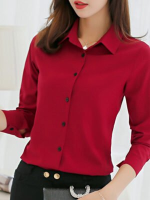 button down blouse with 3/4 sleeves