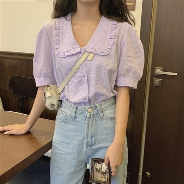 vintage style blouse with puff sleeves