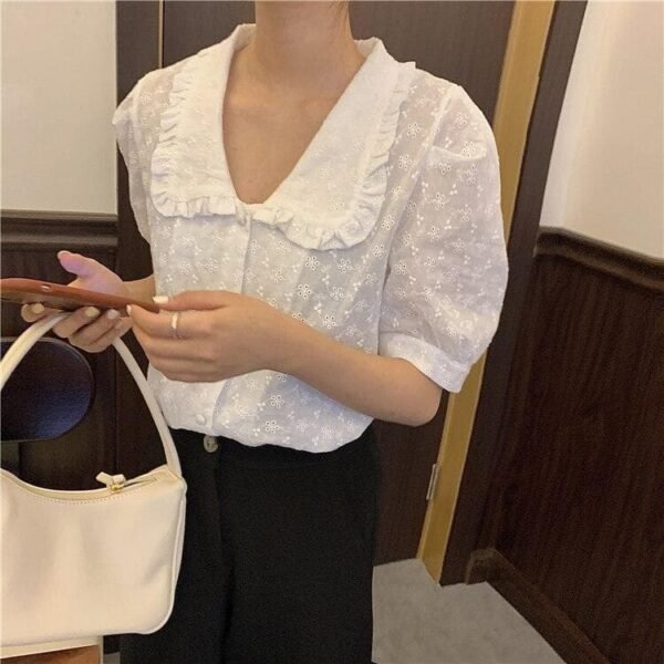 vintage style blouse with puff sleeves