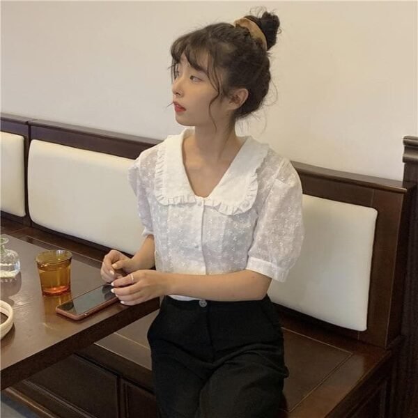 vintage style blouse with puff sleeves
