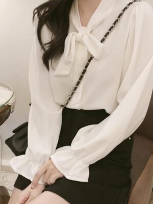 bow tie chiffon blouse