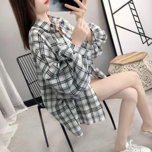 plaid shirt with balloon sleeves