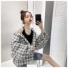 plaid shirt with balloon sleeves