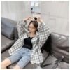 plaid shirt with balloon sleeves