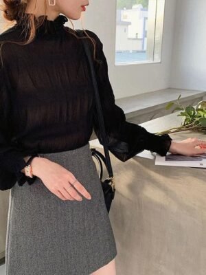 transparent high neck longsleeve shirt
