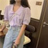 vintage style blouse with puff sleeves