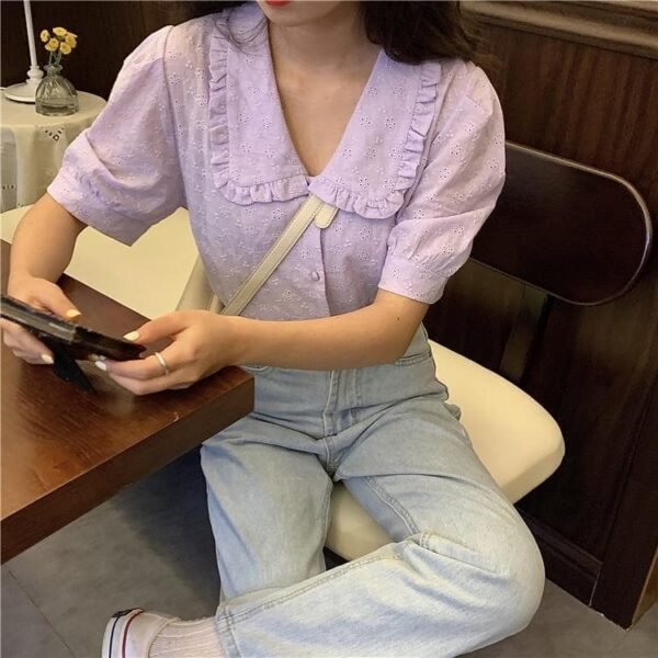 vintage style blouse with puff sleeves